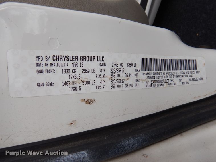 image for item HW9818 2013 Dodge Grand Caravan  handicap accessible van