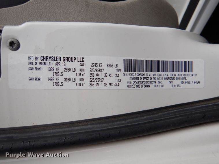 image for item HW9819 2013 Dodge Grand Caravan  handicap accessible van