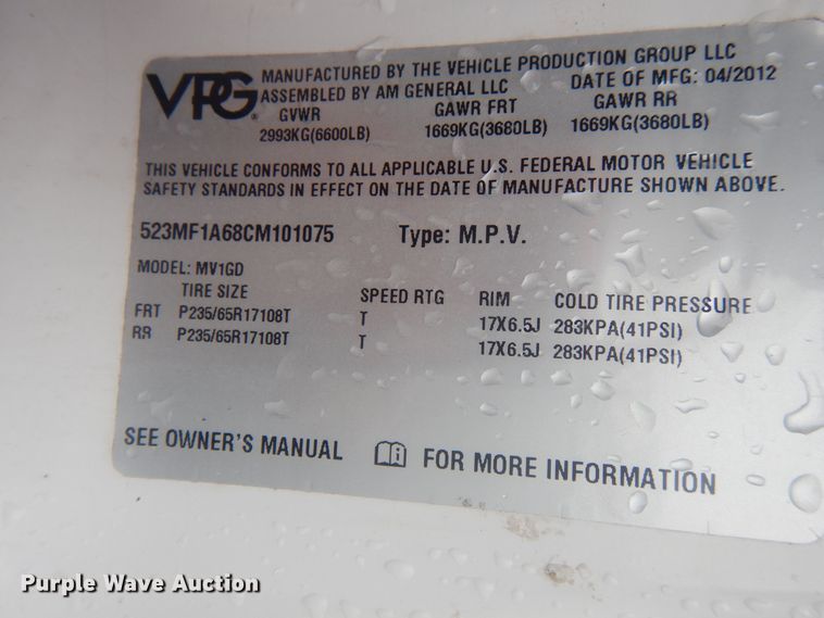 image for item HW9827 2012 VPG MV-1  handicap accessible van