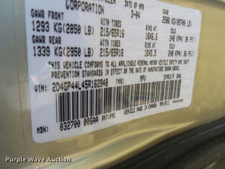 image for item DC2811 2005 Dodge Grand Caravan  van