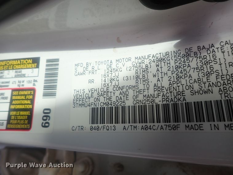 image for item DG2980 2012 Toyota Tacoma  Double Cab pickup truck