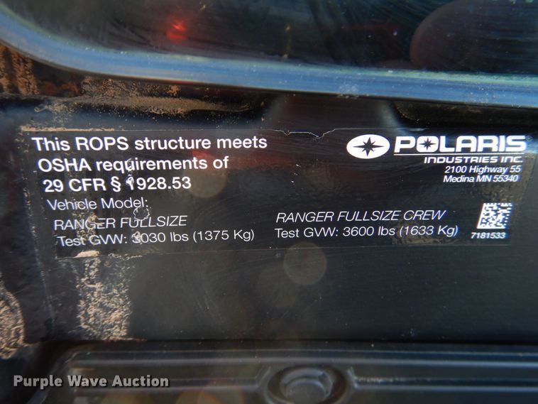 image for item DJ0351 2015 Polaris Ranger XT900  atv