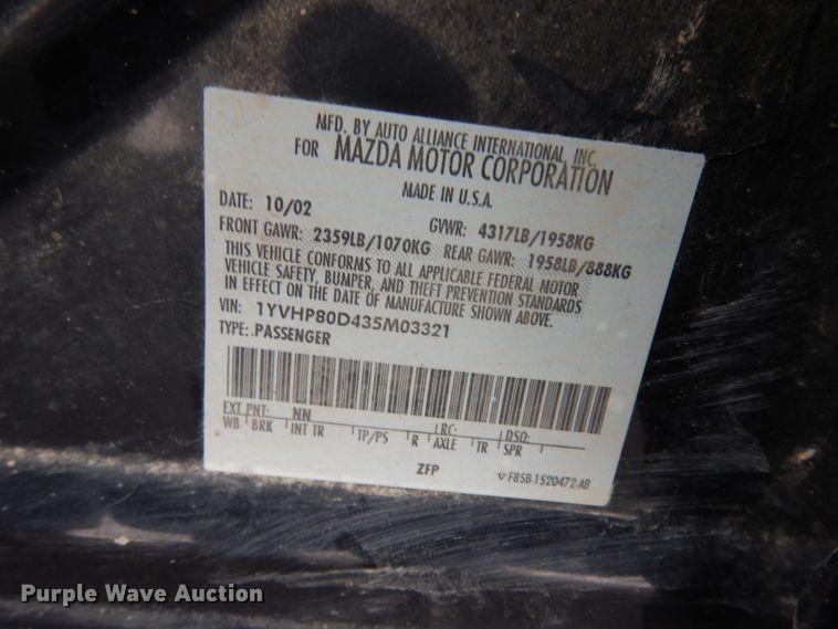 image for item DJ2825 2003 Mazda Mazda 6