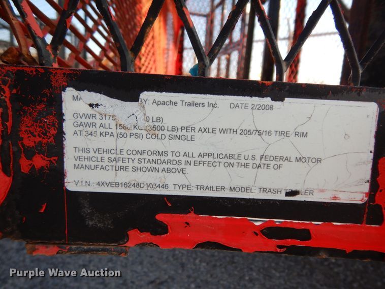 image for item DJ7250 2008 Apache utility trailer