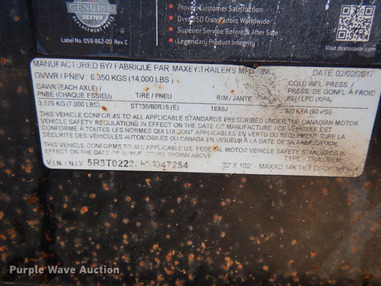 image for item DJ7258 2017 Maxey steel dump trailer