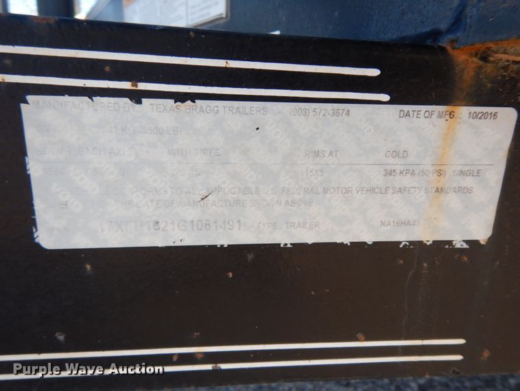 image for item DJ7269 2016 Texas Bragg utility trailer