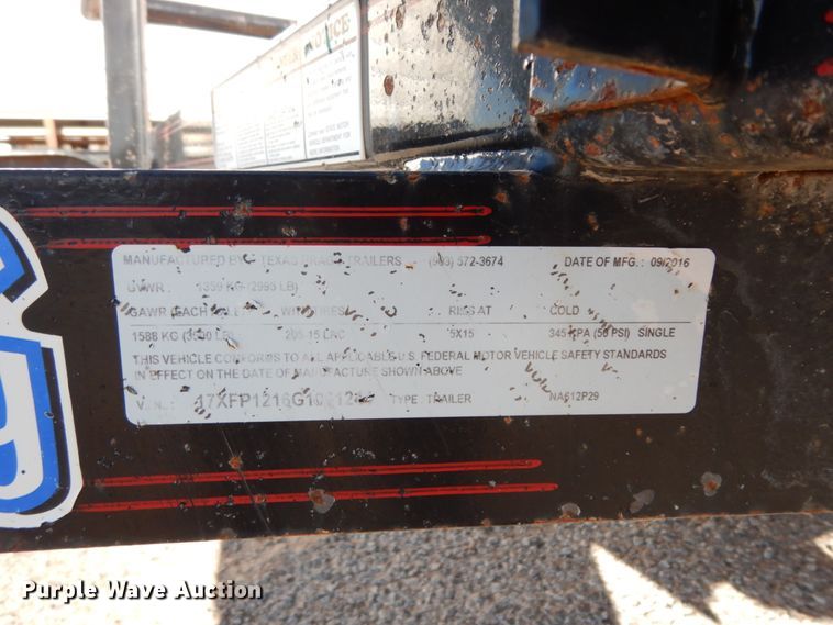 image for item DJ7283 2016 Texas Bragg utility trailer