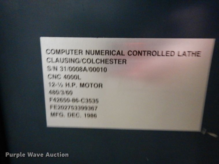 image for item DL2698 1986 Clausing Colchester CNC-4000L  lathe