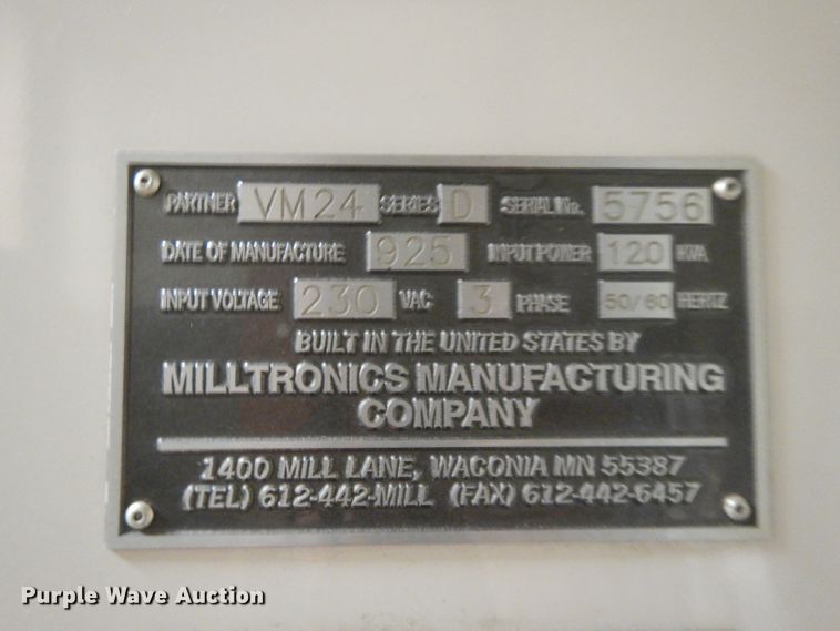 image for item DL2700 Milltronics VM24  Series D vertical machining center