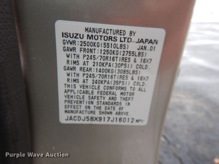 image for item DL2711 2001 Isuzu Trooper  SUV