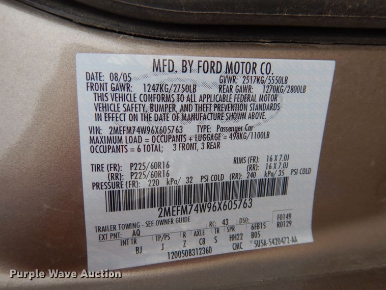 image for item FR9565 2006 Mercury Grand Marquis