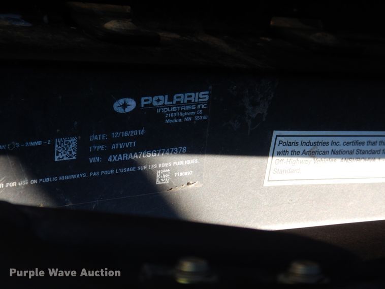 image for item GG9263 2016 Polaris Ranger 800EFI  utility vehicle