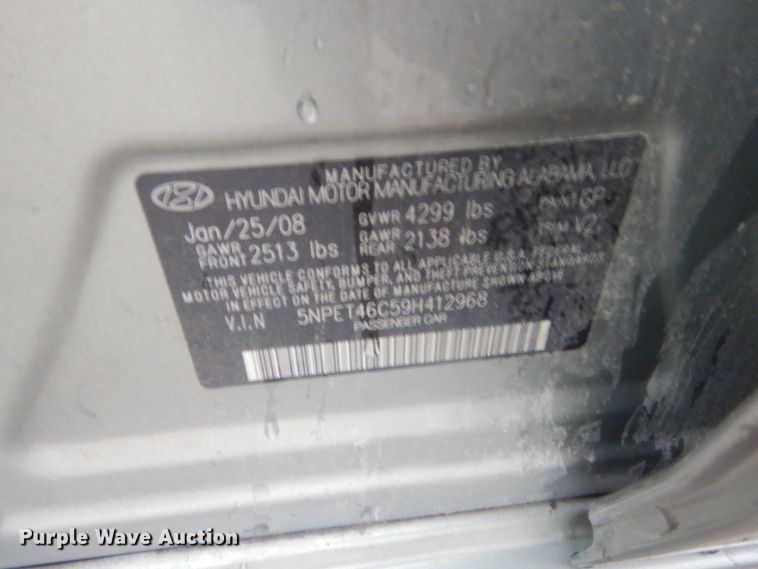 image for item HG9772 2009 Hyundai Sonata