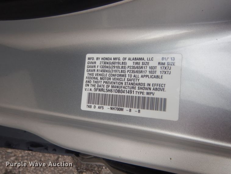 image for item HG9774 2013 Honda Odyssey  van