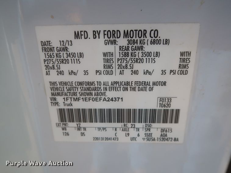 image for item HK9659 2014 Ford F150  pickup truck