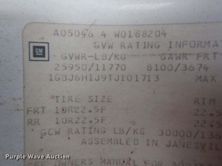 image for item HS9773 1996 Chevrolet Kodiak  box truck