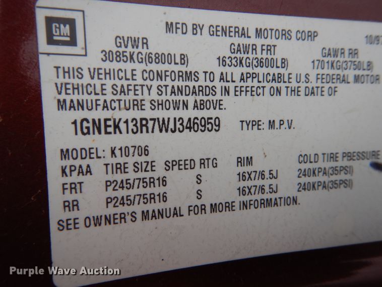 image for item HS9812 1998 Chevrolet Tahoe  SUV