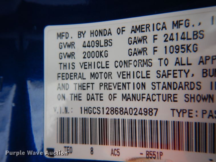 image for item HS9817 2008 Honda Accord