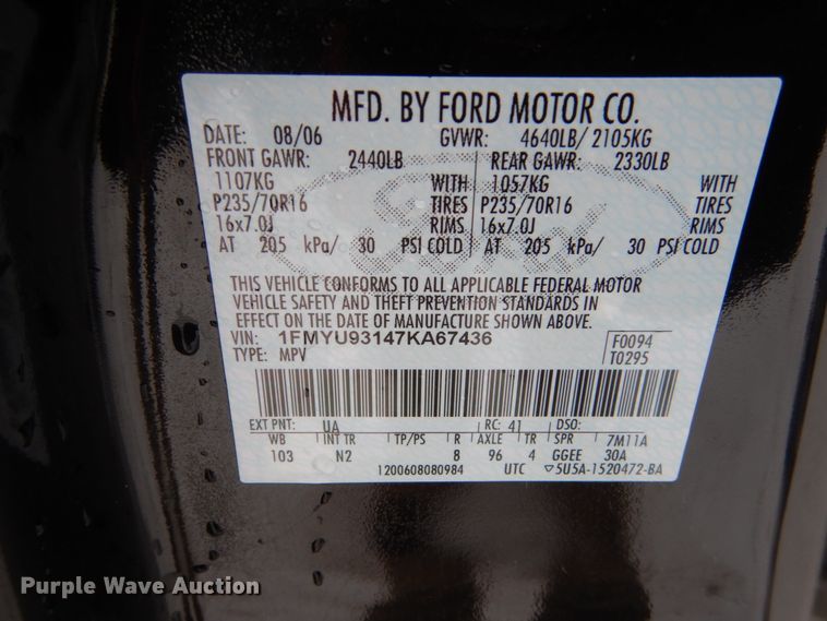 image for item HS9819 2007 Ford Escape XLT  SUV