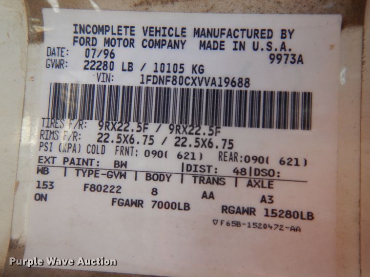 image for item IG9171 1997 Ford F800  utility / service truck