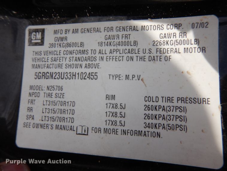 image for item IG9177 2003 Hummer H2  SUV