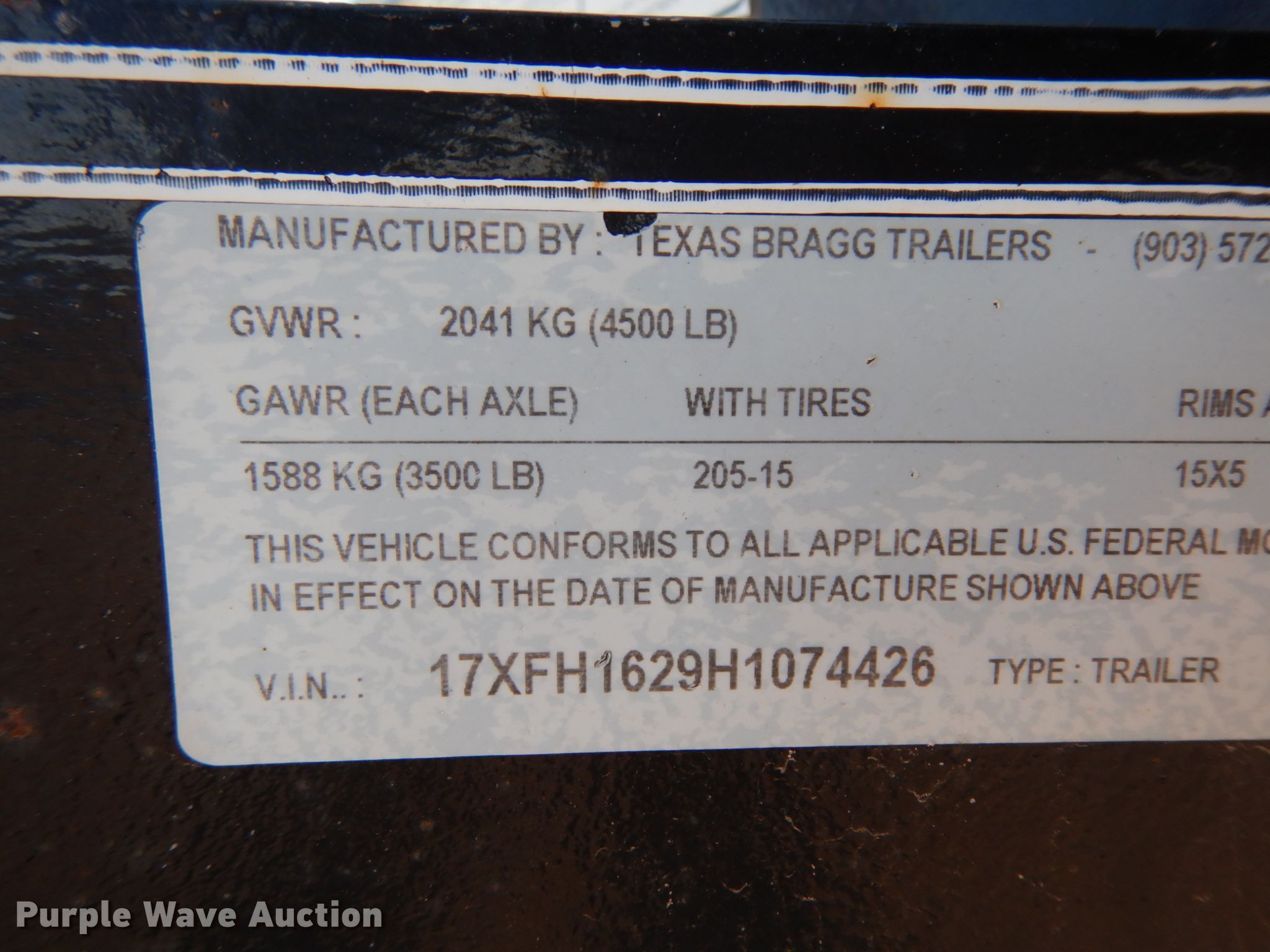 2017 Texas Bragg utility trailer in Kermit, TX Item DJ7279 sold