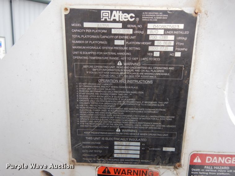 image for item DF6363 Altec bucket truck bed