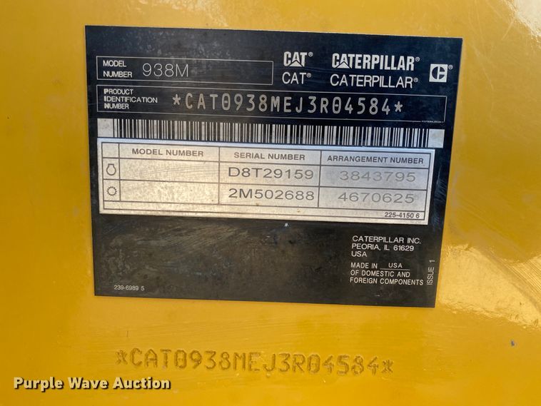 image for item DG8404 2017 Caterpillar 938M  wheel loader