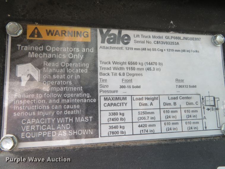 image for item DH0648 2003 Yale GLP080LJNGBE097  forklift