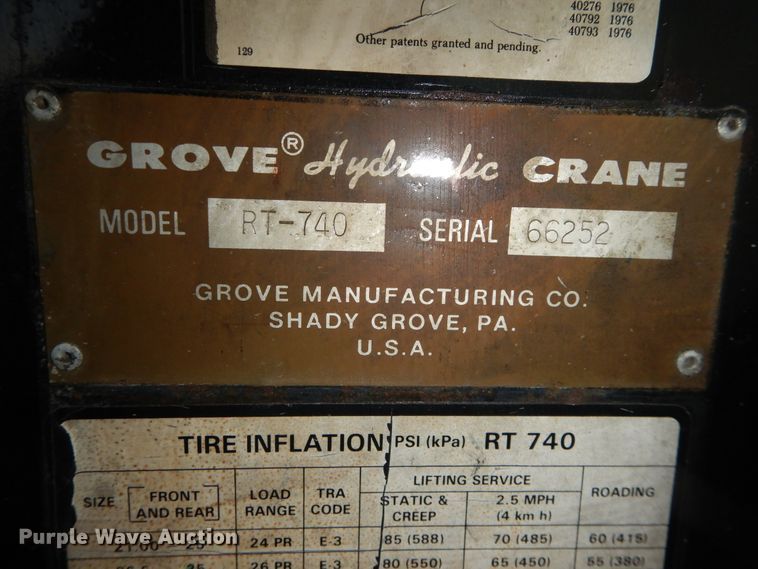 image for item DI3684 1983 Grove RT740  crane