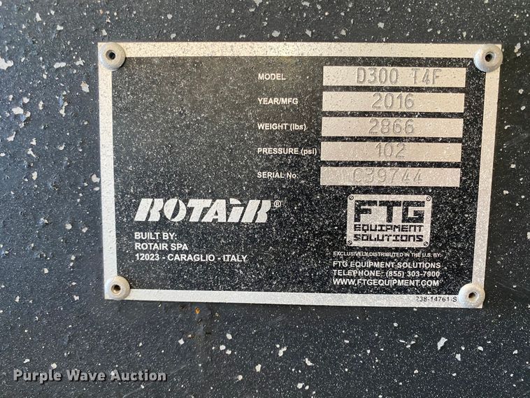 image for item DI3688 2016 Rotair D300T4F sandblaster
