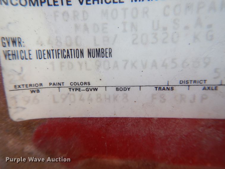 image for item DI3689 1989 Ford F900  dump truck