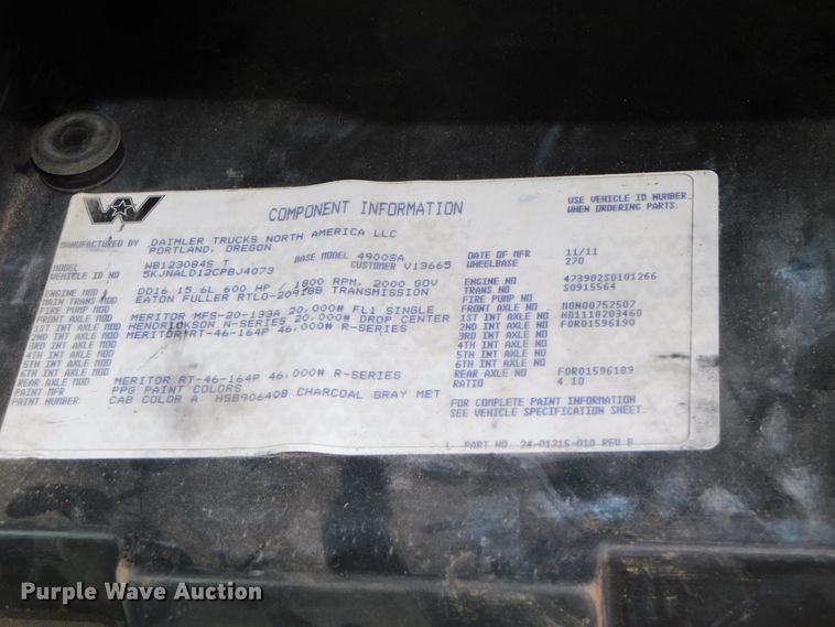 image for item DJ5934 2012 Western Star 4900SB  semi truck