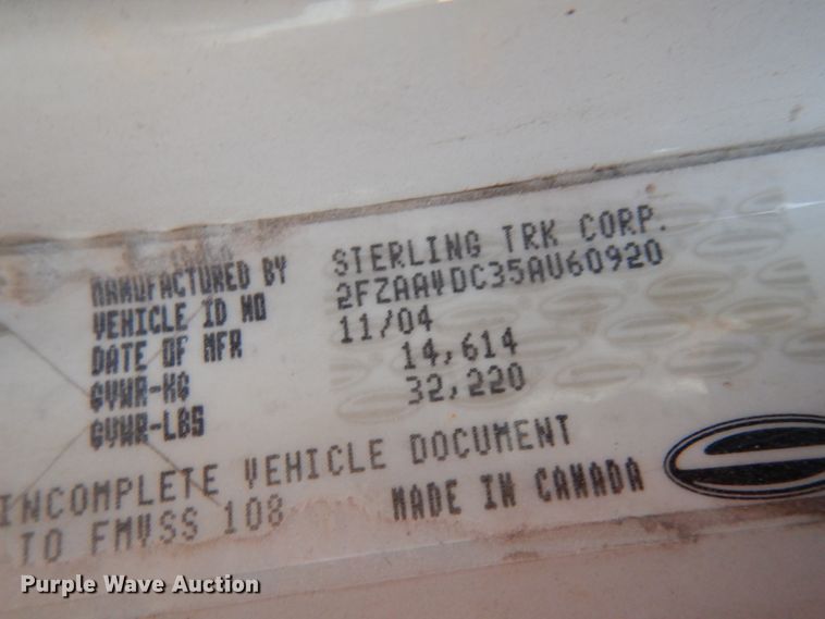 image for item DJ6032 2005 Sterling L-Line  crane truck