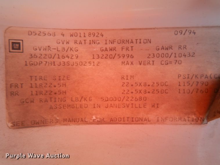 image for item DJ6049 1995 GMC TopKick  water truck