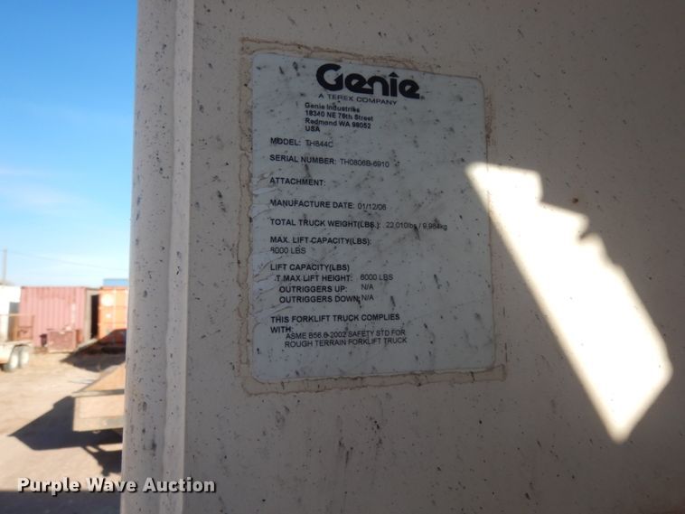 image for item DJ8178 2006 Terex TH844C  telehandler