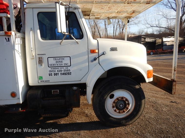 image for item DL2017 1998 International 4700  forestry bucket truck