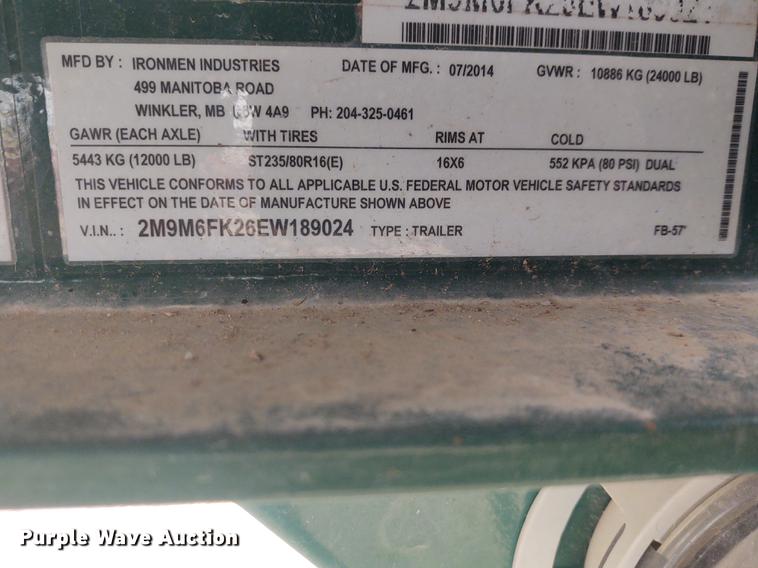 image for item FY9820 2014 Ironmen Industries  drop deck equipment trailer