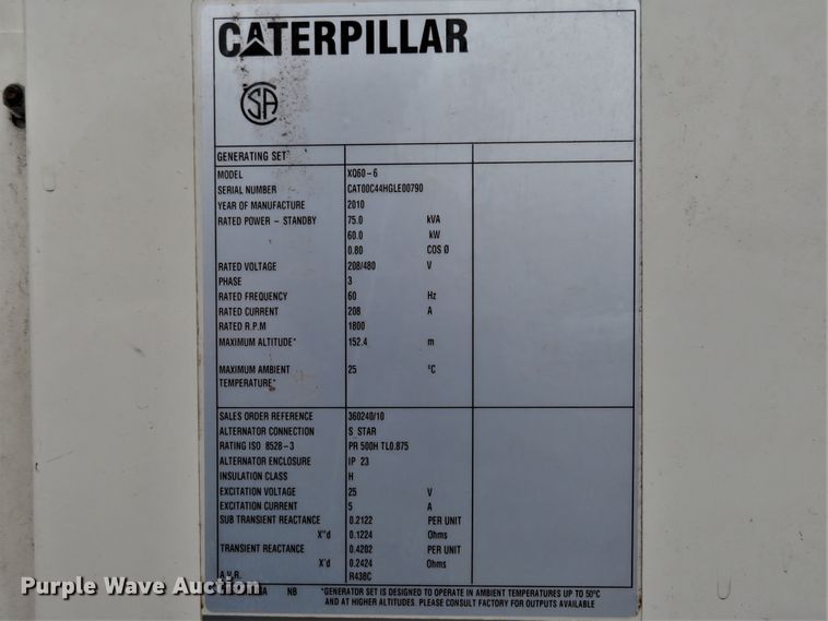 image for item GT9474 2009 Caterpillar XQ60-6  generator