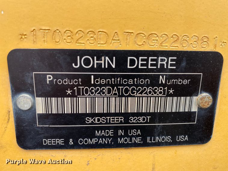 image for item HR9349 2012 John Deere 323DT  tracked skid steer loader