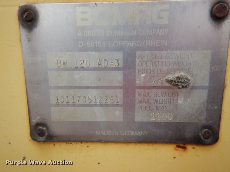 image for item HX9556 1997 Bomag BW120AD-3  double drum vibratory roller