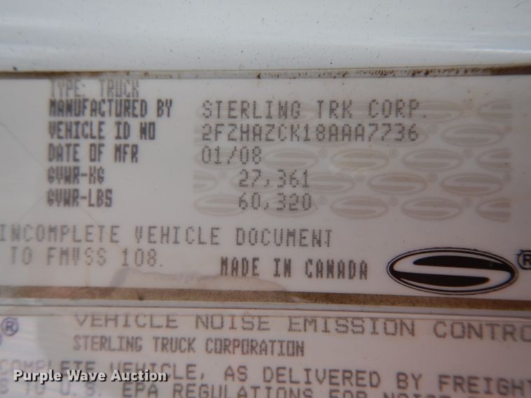 image for item IG9186 2008 Sterling LT9500  dump truck