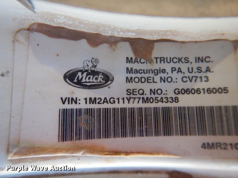image for item DG1520 2007 Mack CV713  semi truck with vacuum pump