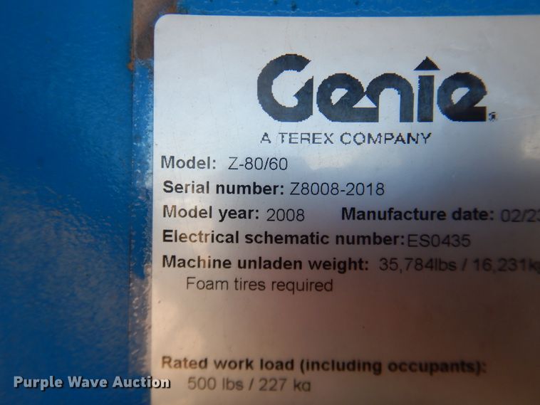 image for item DG1535 2008 Genie Z80/60  boom lift