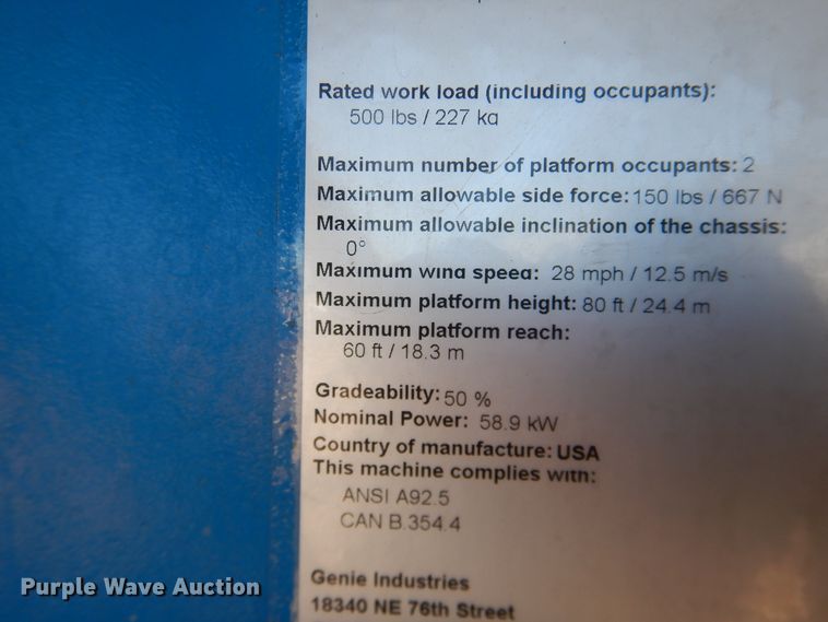 image for item DG1535 2008 Genie Z80/60  boom lift