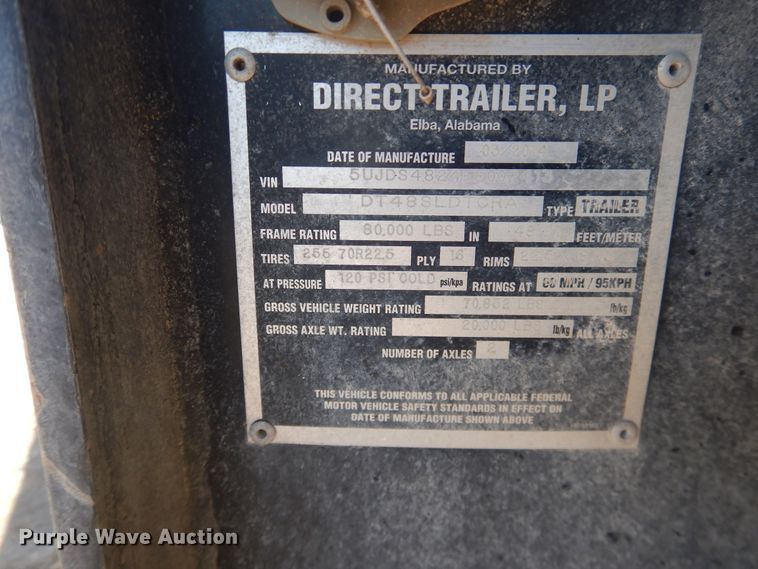 image for item DG1540 2015 Direct Trailer DT48SLDTCRA drop deck equipment trailer