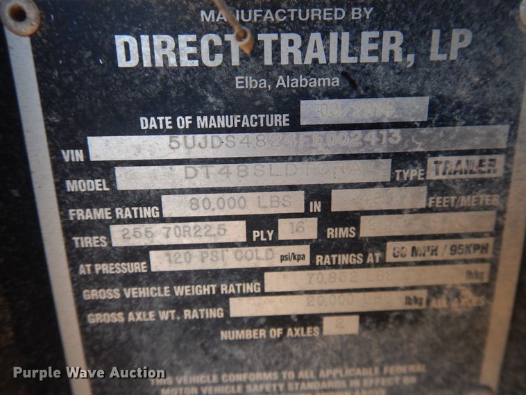 image for item DG1540 2015 Direct Trailer DT48SLDTCRA drop deck equipment trailer