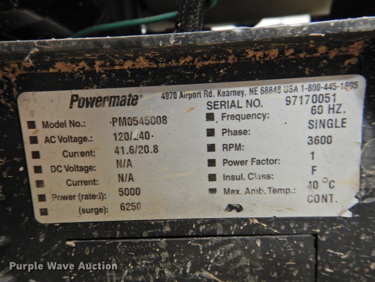 image for item HN9013 Coleman Powermate 6250  generator