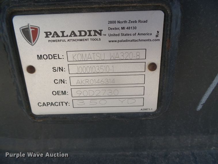 image for item DG8462 Paladin Komatsu WA320-8  tractor loader bucket