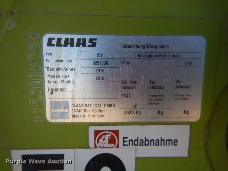 image for item DJ4927 2016 Claas 152  rotary forage head